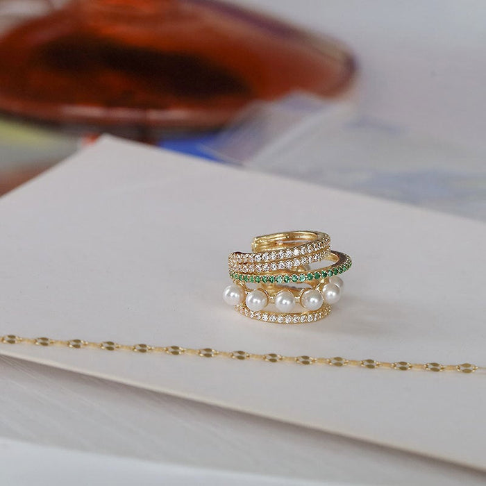 Wholesale multi-layer vintage circle pearl zirconia ear bone clip JDC-ES-ChiH015 Earrings 池豪 1 Wholesale Jewelry JoyasDeChina Joyas De China
