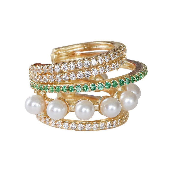 Wholesale multi-layer vintage circle pearl zirconia ear bone clip JDC-ES-ChiH015 Earrings 池豪 Wholesale Jewelry JoyasDeChina Joyas De China