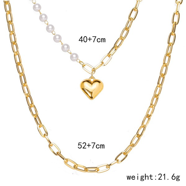 Bulk Jewelry Wholesale multi-layered collarbone chain double-layer pearl love pendant necklace JDC-NE-F326 Wholesale factory from China YIWU China