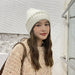 Wholesale multicolor woolen knit hat with hair ball JDC-FH-GSCM007 Fashionhat JoyasDeChina Milk white Wholesale Jewelry JoyasDeChina Joyas De China