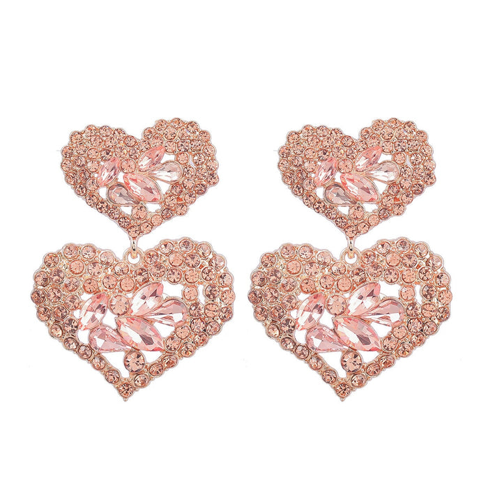 Wholesale Multilayer Heart Shaped Alloy Color Rhinestone Earrings JDC-ES-JL944 Earrings 氿乐 Wholesale Jewelry JoyasDeChina Joyas De China