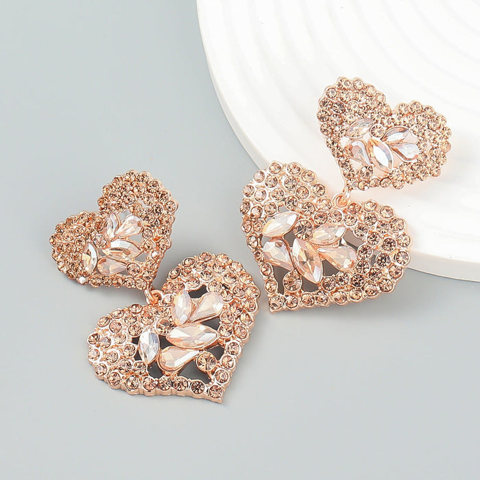 Wholesale Multilayer Heart Shaped Alloy Color Rhinestone Earrings JDC-ES-JL944 Earrings 氿乐 Wholesale Jewelry JoyasDeChina Joyas De China
