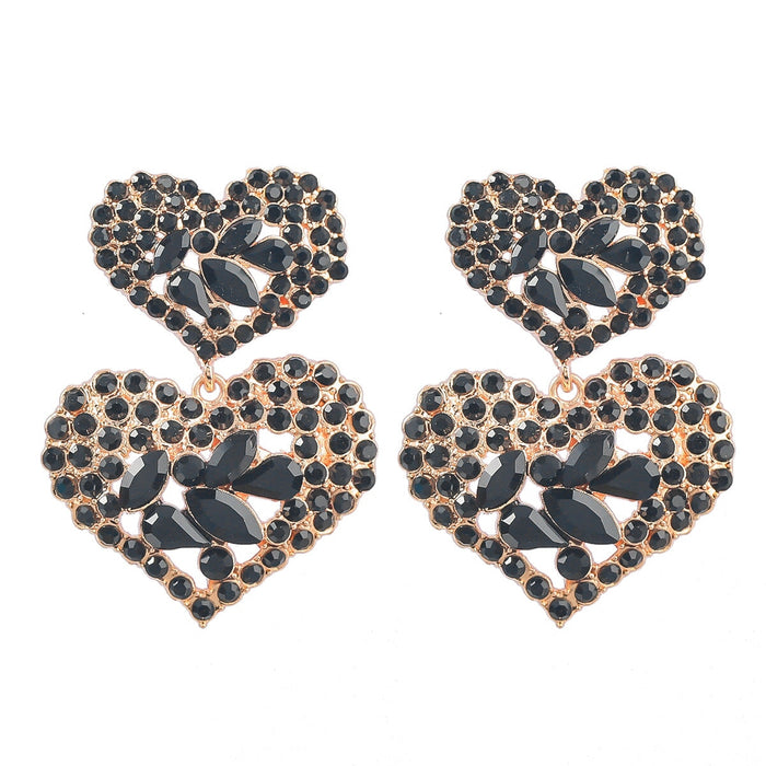 Wholesale Multilayer Heart Shaped Alloy Color Rhinestone Earrings JDC-ES-JL944 Earrings 氿乐 Wholesale Jewelry JoyasDeChina Joyas De China