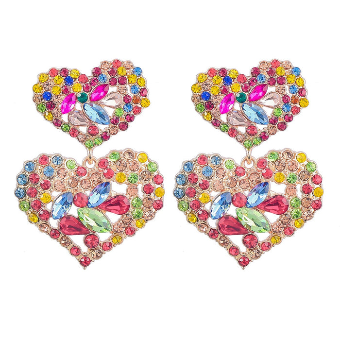 Wholesale Multilayer Heart Shaped Alloy Color Rhinestone Earrings JDC-ES-JL944 Earrings 氿乐 Color Wholesale Jewelry JoyasDeChina Joyas De China