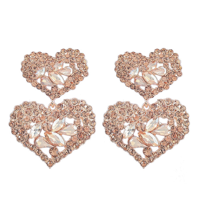 Wholesale Multilayer Heart Shaped Alloy Color Rhinestone Earrings JDC-ES-JL944 Earrings 氿乐 Golden Wholesale Jewelry JoyasDeChina Joyas De China