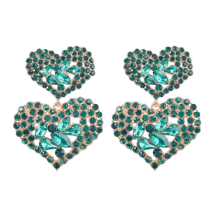 Wholesale Multilayer Heart Shaped Alloy Color Rhinestone Earrings JDC-ES-JL944 Earrings 氿乐 Green Wholesale Jewelry JoyasDeChina Joyas De China