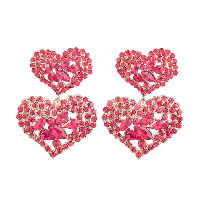 Wholesale Multilayer Heart Shaped Alloy Color Rhinestone Earrings JDC-ES-JL944 Earrings 氿乐 gules Wholesale Jewelry JoyasDeChina Joyas De China