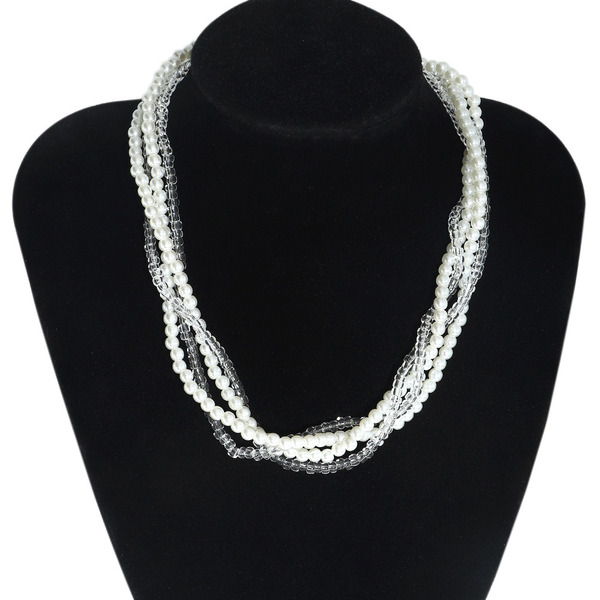 Wholesale multilayer White Crystal Bead Necklace JDC-NE-JQ078 NECKLACE JoyasDeChina Wholesale Jewelry JoyasDeChina Joyas De China
