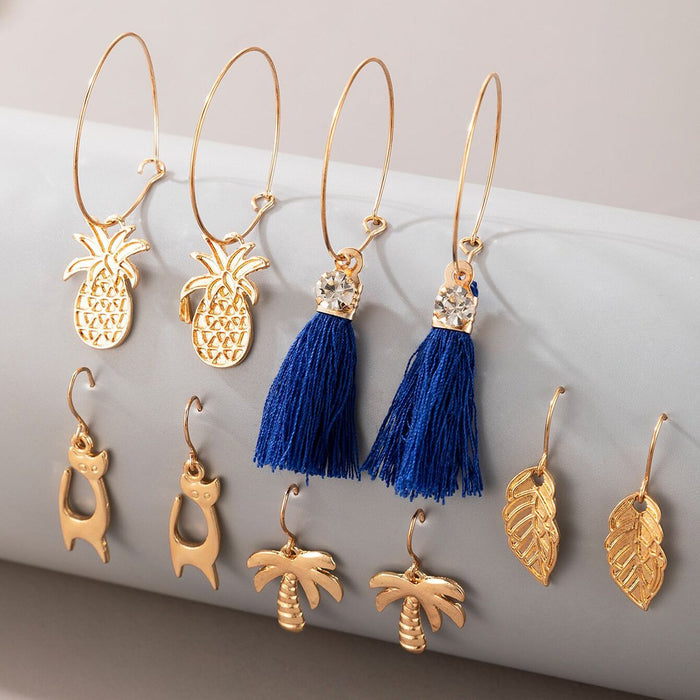 Wholesale national style blue cord tassel Earring Set JDC-ES-C409 Earrings JoyasDeChina 16047 Wholesale Jewelry JoyasDeChina Joyas De China