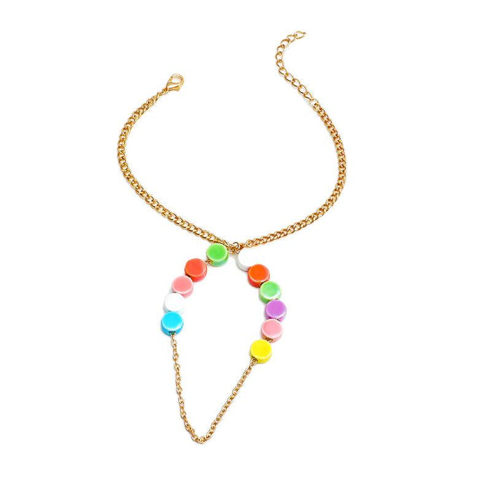 Bulk Jewelry Wholesale national style ceramics Bohemian color round piece anklet JDC-AS-A032 Wholesale factory from China YIWU China