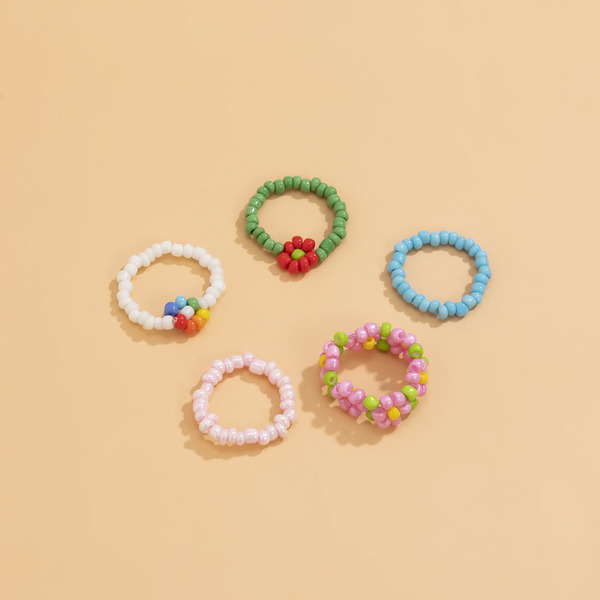 Bulk Jewelry Wholesale national style color woven daisy flower ring JDC-RS-KJ055 Wholesale factory from China YIWU China