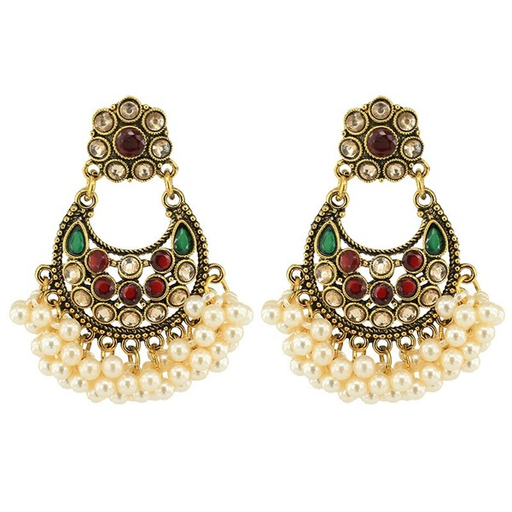 Bulk Jewelry Wholesale national wind alloy Indian wind pearl gem lantern earrings JDC-ES-R12 Wholesale factory from China YIWU China