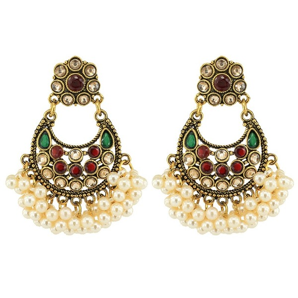 Bulk Jewelry Wholesale national wind alloy Indian wind pearl gem lantern earrings JDC-ES-R12 Wholesale factory from China YIWU China