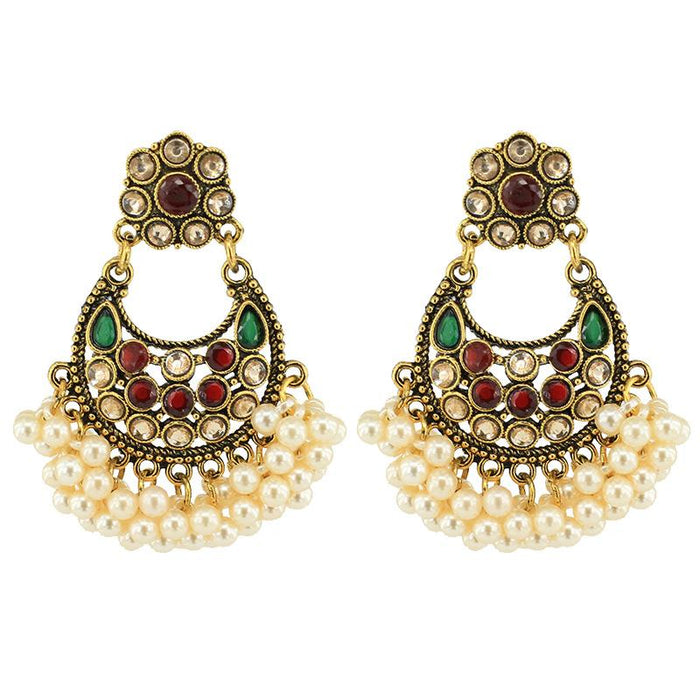 Wholesale national wind alloy Indian wind pearl gem lantern earrings JDC-ES-R12 Earrings JoyasDeChina Gukin Wholesale Jewelry JoyasDeChina Joyas De China
