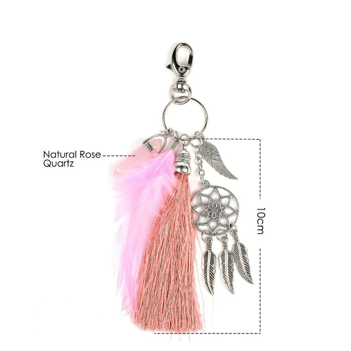 Wholesale Natural Agate Feather Alloy DreamCatcher Keychain JDC-KC-RXin001 Keychains 润欣 Wholesale Jewelry JoyasDeChina Joyas De China