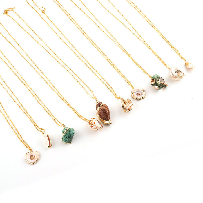 Wholesale natural shell green necklace JDC-NE-KJ209 Necklaces 坤杰 Wholesale Jewelry JoyasDeChina Joyas De China