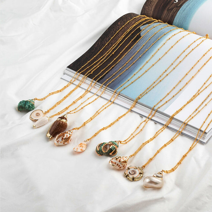 Wholesale natural shell green necklace JDC-NE-KJ209 Necklaces 坤杰 Wholesale Jewelry JoyasDeChina Joyas De China