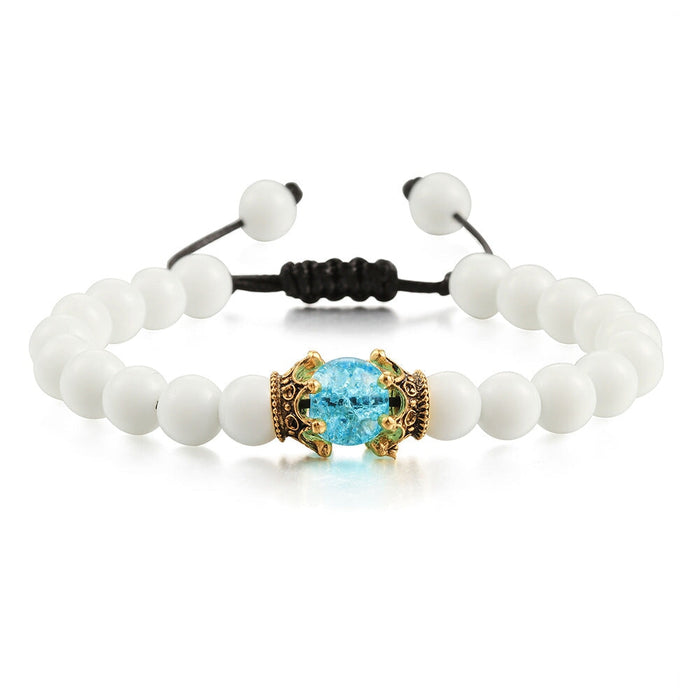 Wholesale Natural Stone Beaded Crown Bracelet JDC-BT-JiuJ012 Bracelet 九江 light blue Wholesale Jewelry JoyasDeChina Joyas De China