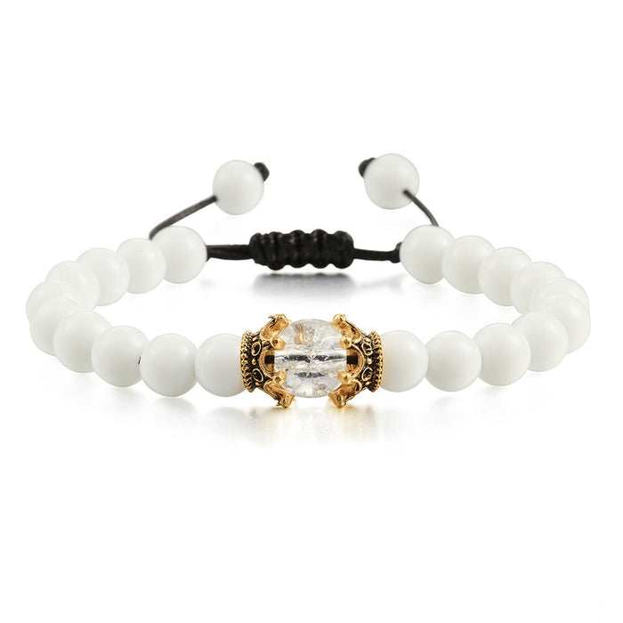 Wholesale Natural Stone Beaded Crown Bracelet JDC-BT-JiuJ012 Bracelet 九江 white Wholesale Jewelry JoyasDeChina Joyas De China