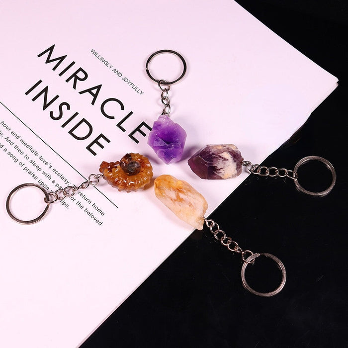 Wholesale Natural Stone Crystal Raw Stone Polished Keychain JDC-KC-RunY001 Keychains 润阳 Wholesale Jewelry JoyasDeChina Joyas De China