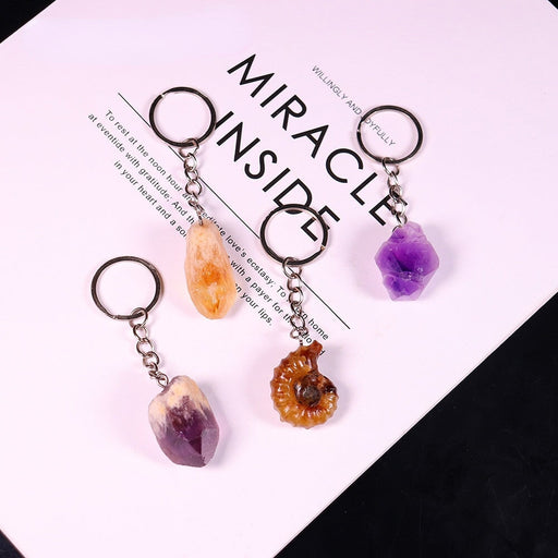 Wholesale Natural Stone Crystal Raw Stone Polished Keychain JDC-KC-RunY001 Keychains 润阳 Wholesale Jewelry JoyasDeChina Joyas De China