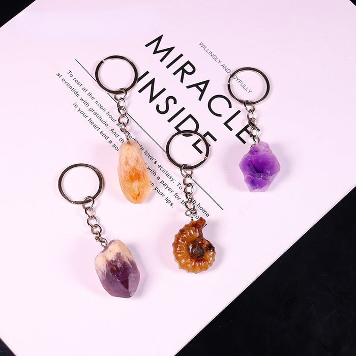 Wholesale Natural Stone Crystal Raw Stone Polished Keychain JDC-KC-RunY001 Keychains 润阳 Wholesale Jewelry JoyasDeChina Joyas De China