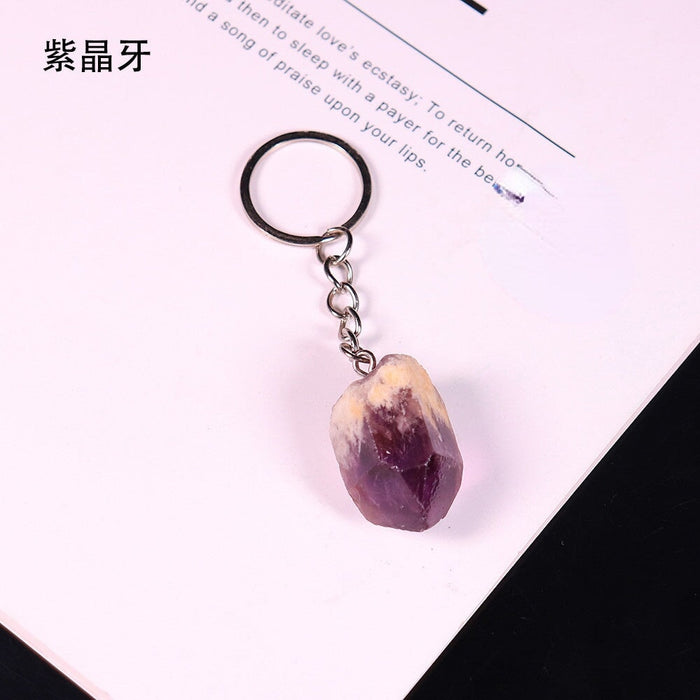 Wholesale Natural Stone Crystal Raw Stone Polished Keychain JDC-KC-RunY001 Keychains 润阳 zjy Wholesale Jewelry JoyasDeChina Joyas De China