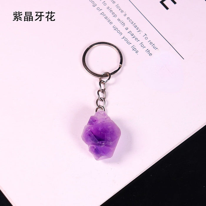 Wholesale Natural Stone Crystal Raw Stone Polished Keychain JDC-KC-RunY001 Keychains 润阳 zjyh Wholesale Jewelry JoyasDeChina Joyas De China