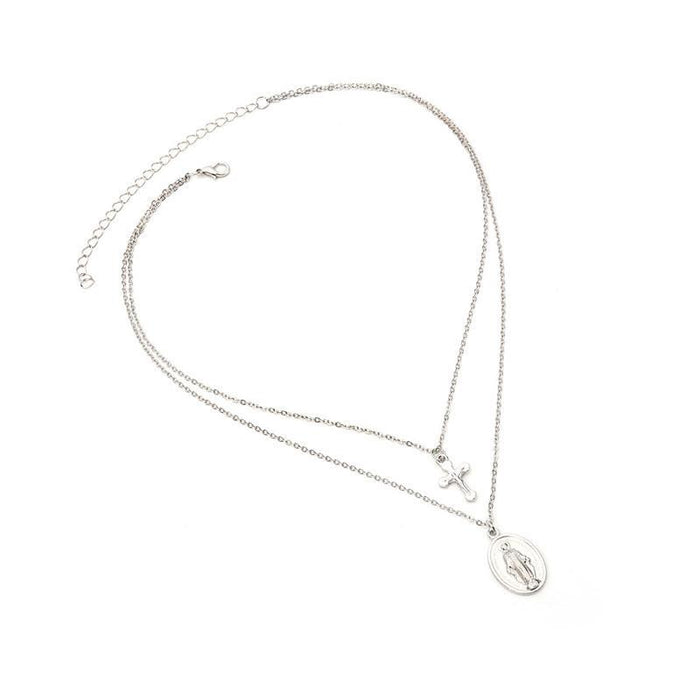 Bulk Jewelry Wholesale necklace alloy Virgin Cross double-decker pendant JDC-NE-xc156 Wholesale factory from China YIWU China