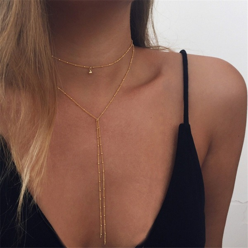 Bulk Jewelry Wholesale necklace bead chain collarbone double-layer long neck chain  JDC-NE-xc071 Wholesale factory from China YIWU China