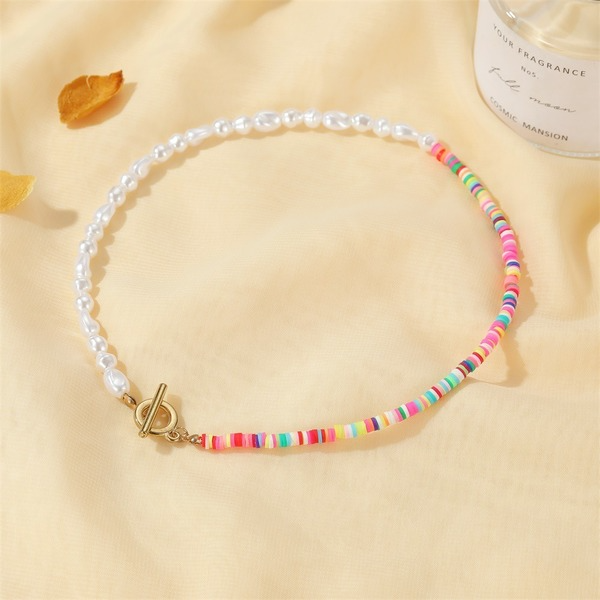 Bulk Jewelry Wholesale Necklace color soft pottery pearl chain JDC-NE-D579 Wholesale factory from China YIWU China
