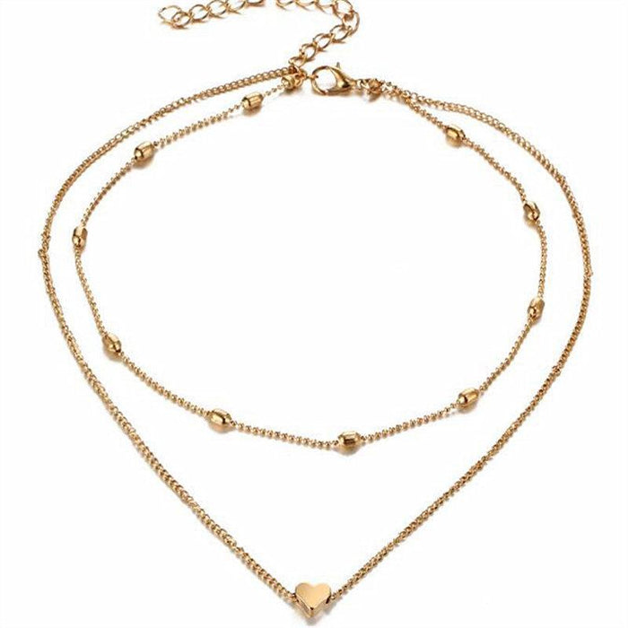 Bulk Jewelry Wholesale necklace copper peach heart multi-layer collarbone neck chain JDC-NE-xc153 Wholesale factory from China YIWU China