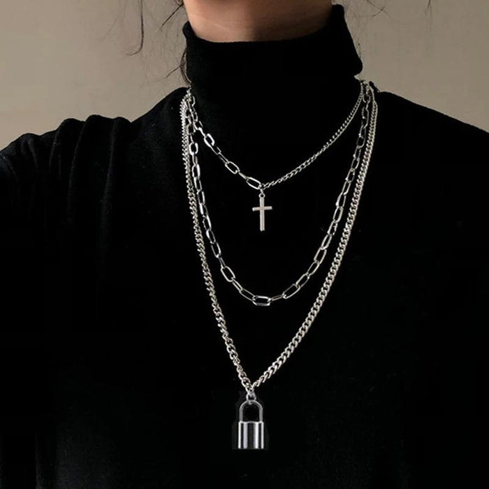 Bulk Jewelry Wholesale necklace cross multilayer simple sweater chain JDC-NE-xc062 Wholesale factory from China YIWU China