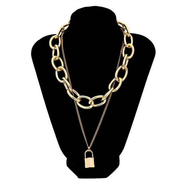 Bulk Jewelry Wholesale necklace double hip hop heart lock hanging JDC-NE-xc027 Wholesale factory from China YIWU China