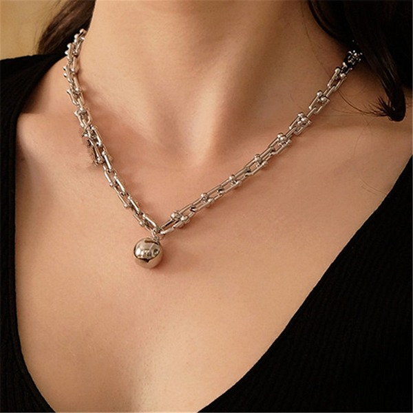 Bulk Jewelry Wholesale necklace geometric double-layer u-shaped lock JDC-NE-xc003 Wholesale factory from China YIWU China