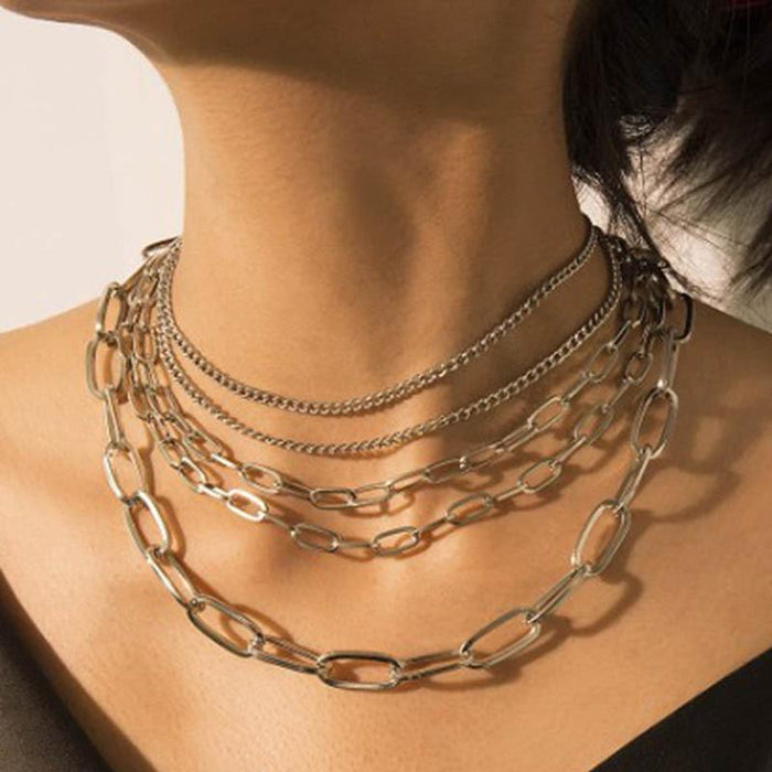 Bulk Jewelry Wholesale necklace geometry multi-layered multi-layered chain JDC-NE-xc140 Wholesale factory from China YIWU China