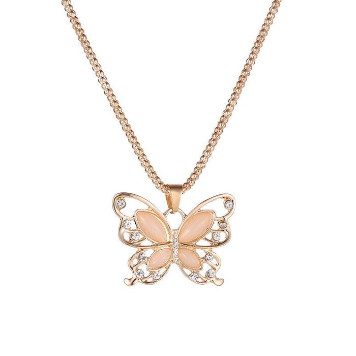 Bulk Jewelry Wholesale necklace gold alloy opal hollow butterfly necklace JDC-NE-D589 Wholesale factory from China YIWU China