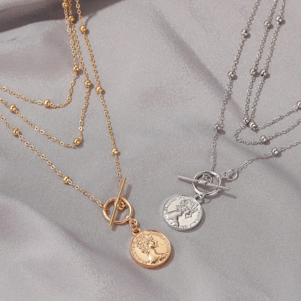 Bulk Jewelry Wholesale necklace gold alloy portrait coin pendant JDC-NE-D594 Wholesale factory from China YIWU China