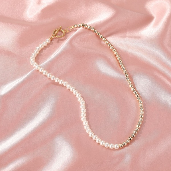 Bulk Jewelry Wholesale necklace gold alloy stitched pearl necklace lock JDC-NE-D569 Wholesale factory from China YIWU China