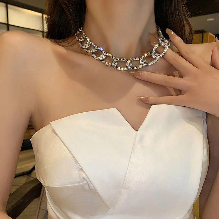 Bulk Jewelry Wholesale Necklace heavy industry plastic thick chain inlaid drill  JDC-NE-xc042 Wholesale factory from China YIWU China