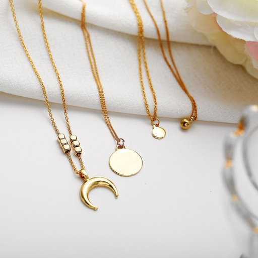 Bulk Jewelry Wholesale Necklace multi-layer moon disc pendant for womenJDC-NE-xc193 Wholesale factory from China YIWU China