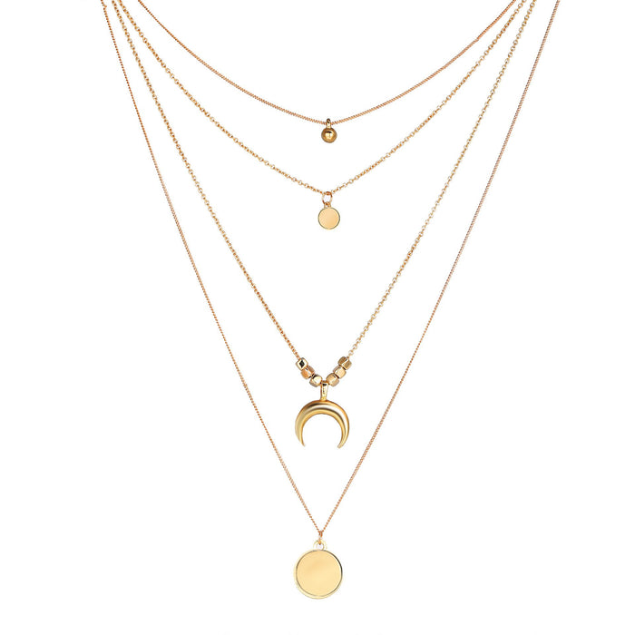 Bulk Jewelry Wholesale Necklace multi-layer moon disc pendant for womenJDC-NE-xc193 Wholesale factory from China YIWU China