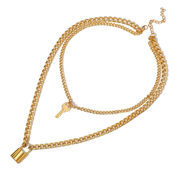 Bulk Jewelry Wholesale necklace multi-layer necklace key lock pendant  JDC-NE-xc070 Wholesale factory from China YIWU China
