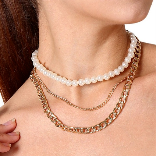 Bulk Jewelry Wholesale Necklace pearl chain three-layer necklace  JDC-NE-xc043 Wholesale factory from China YIWU China