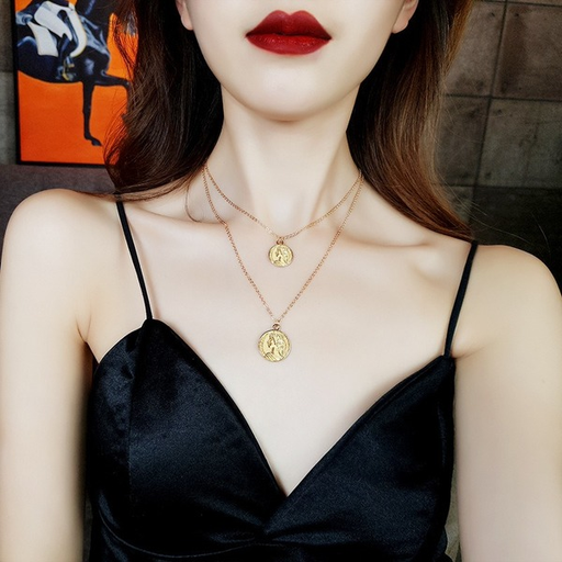 Bulk Jewelry Wholesale necklace retro people like coin collarbone chain JDC-NE-xc021 Wholesale factory from China YIWU China
