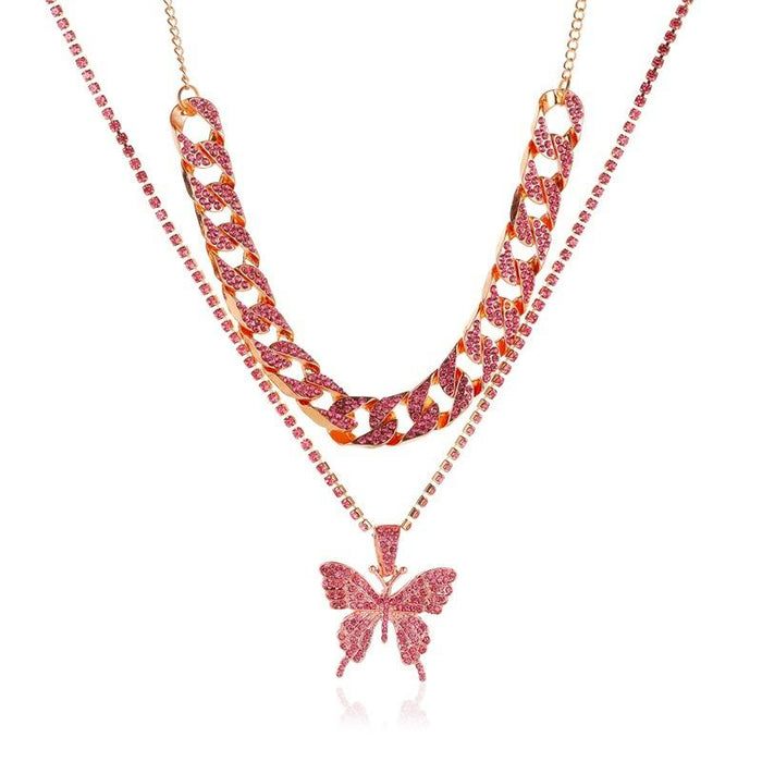 Bulk Jewelry Wholesale necklace silver alloy double butterfly necklace JDC-NE-D554 Wholesale factory from China YIWU China