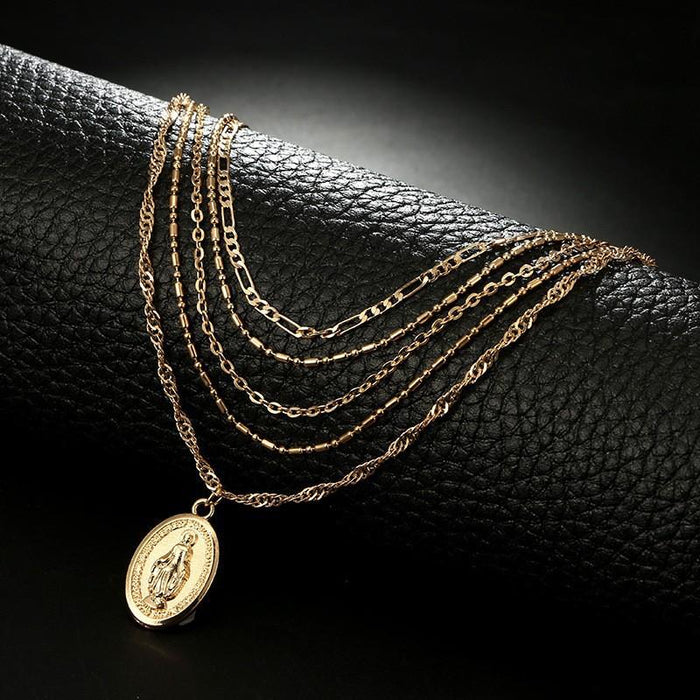 Bulk Jewelry Wholesale necklace Virgin Mary pendant multi-layer chain JDC-NE-xc165 Wholesale factory from China YIWU China