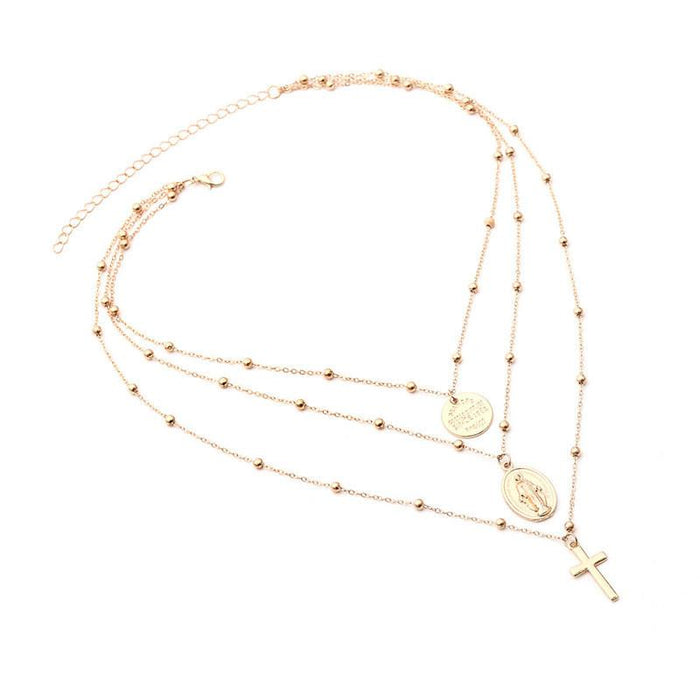 Bulk Jewelry Wholesale necklace wholesale necklace Virgin Cross pendant multi-layer copper beadsJDC-NE-xc195 Wholesale factory from China YIWU China