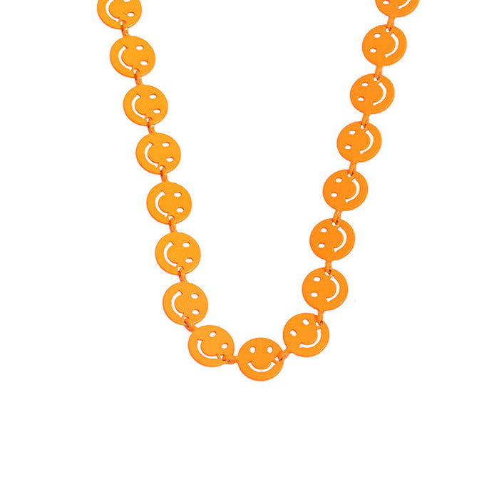 Wholesale Necklaces Colorful dripping smile copper JDC-NE-AS316 Neckaces JoyasDeChina Orange Wholesale Jewelry JoyasDeChina Joyas De China