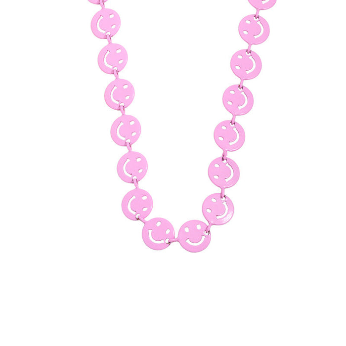 Wholesale Necklaces Colorful dripping smile copper JDC-NE-AS316 Neckaces JoyasDeChina pink Wholesale Jewelry JoyasDeChina Joyas De China